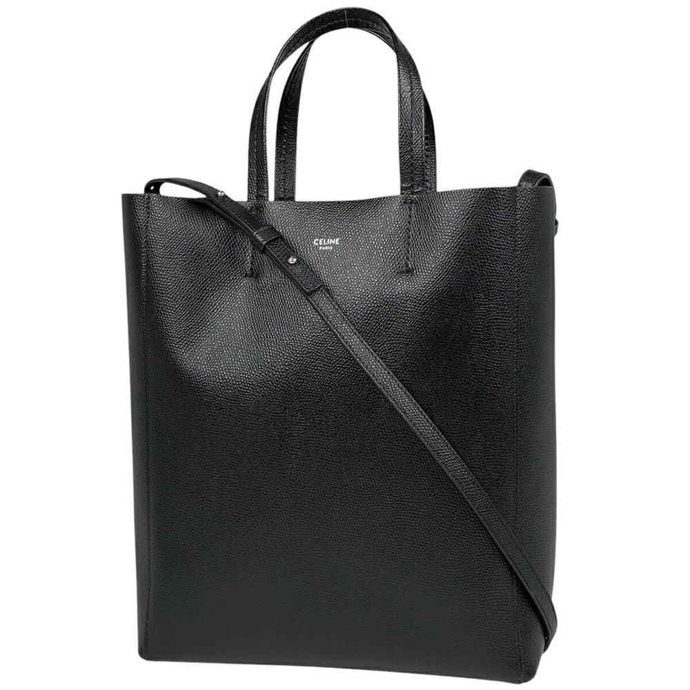 Celine Vertical Cabas Tote Bag Shoulder Leather Black